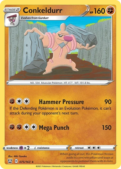 Conkeldurr 75 Pokemon card from Battle Styles set