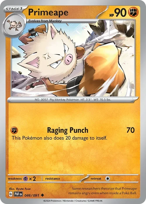Primeape 46 Pokemon card from Paldean Fates set