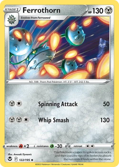Ferrothorn 122 Pokemon card from Silver Tempest set