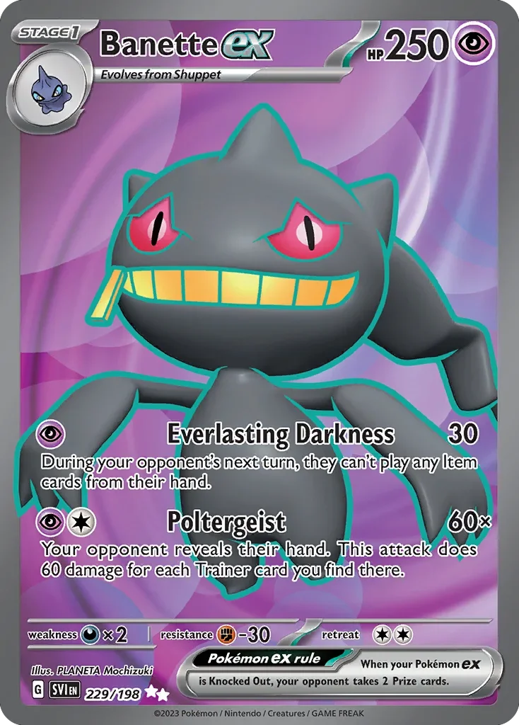 Banette ex 229 Pokemon card from Scarlet & Violet set