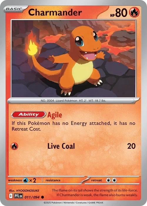 Charmander 11 Pokémon card from Phantasmal Flames set