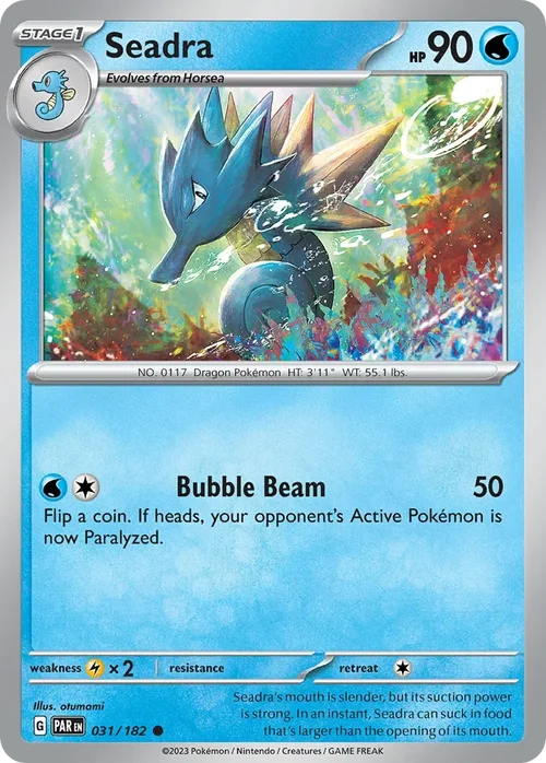 Seadra 31 Pokemon card from Paradox Rift set
