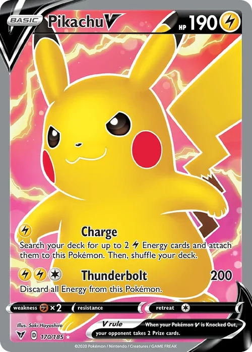 Pikachu V 170 Pokemon card from Vivid Voltage set