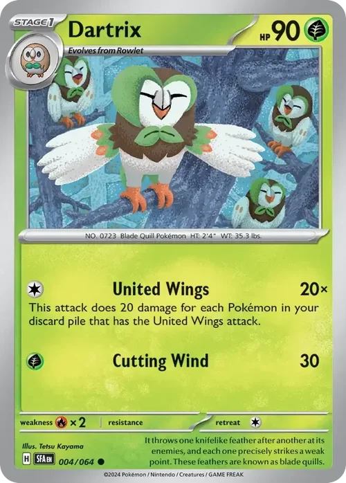 Dartrix 4 Pokemon card from Shrouded Fable set