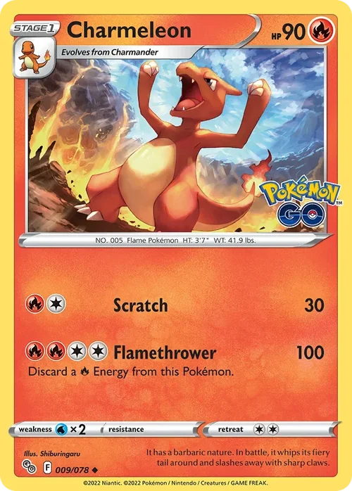 Charmeleon 9 Pokemon card from Pokemon GO set
