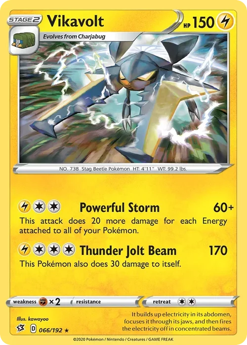 Vikavolt 66 Pokemon card from Rebel Clash set