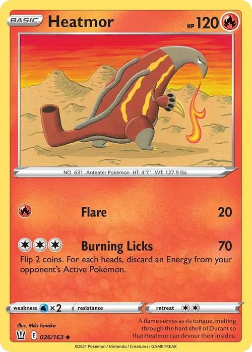 Heatmor 26 Pokemon card from Battle Styles set