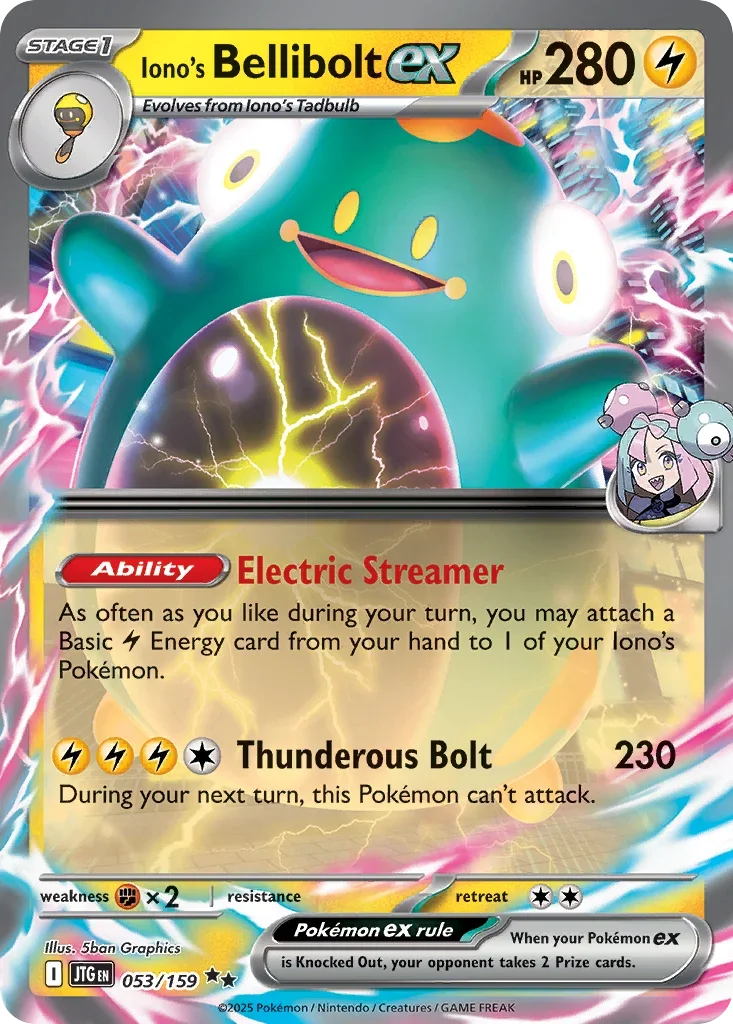 Iono's Bellibolt ex 53 Pokémon card from JTG set