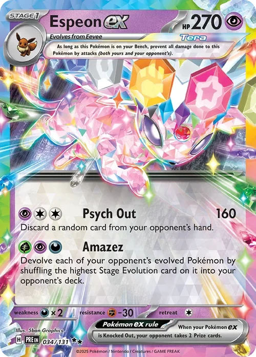Espeon ex 34 Pokemon card from Prismatic Evolutions set