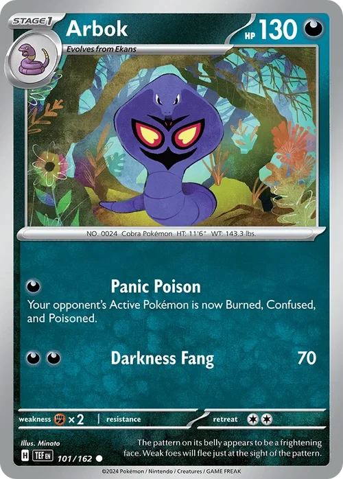 Arbok 101 Pokemon card from Temporal Forces set