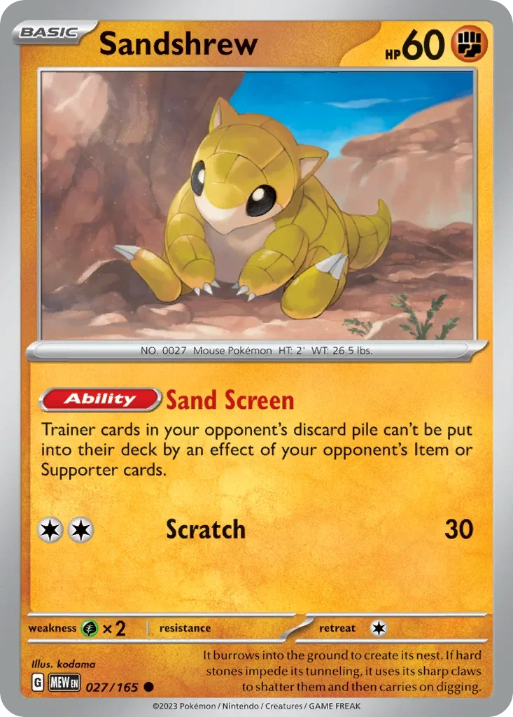 Sandshrew 027 Pokémon card