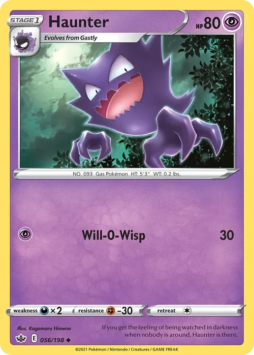 Haunter 56 Pokemon card from Chilling Reign set