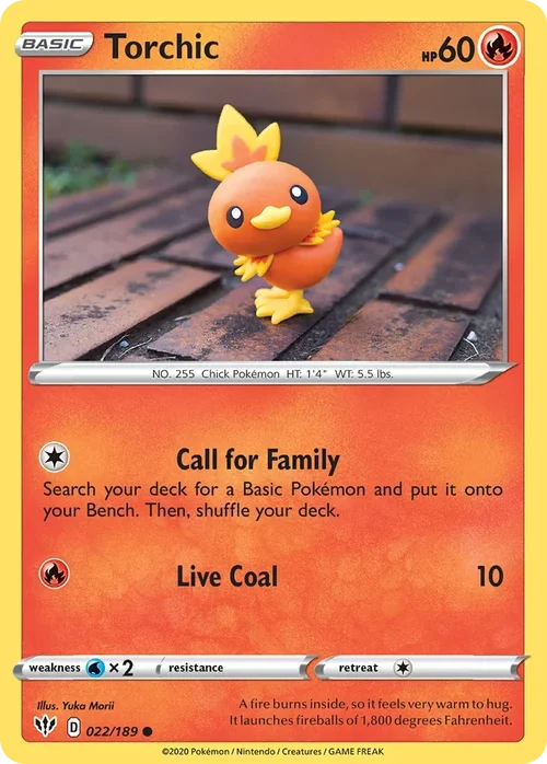 Torchic 22 Pokemon card from Darkness Ablaze set