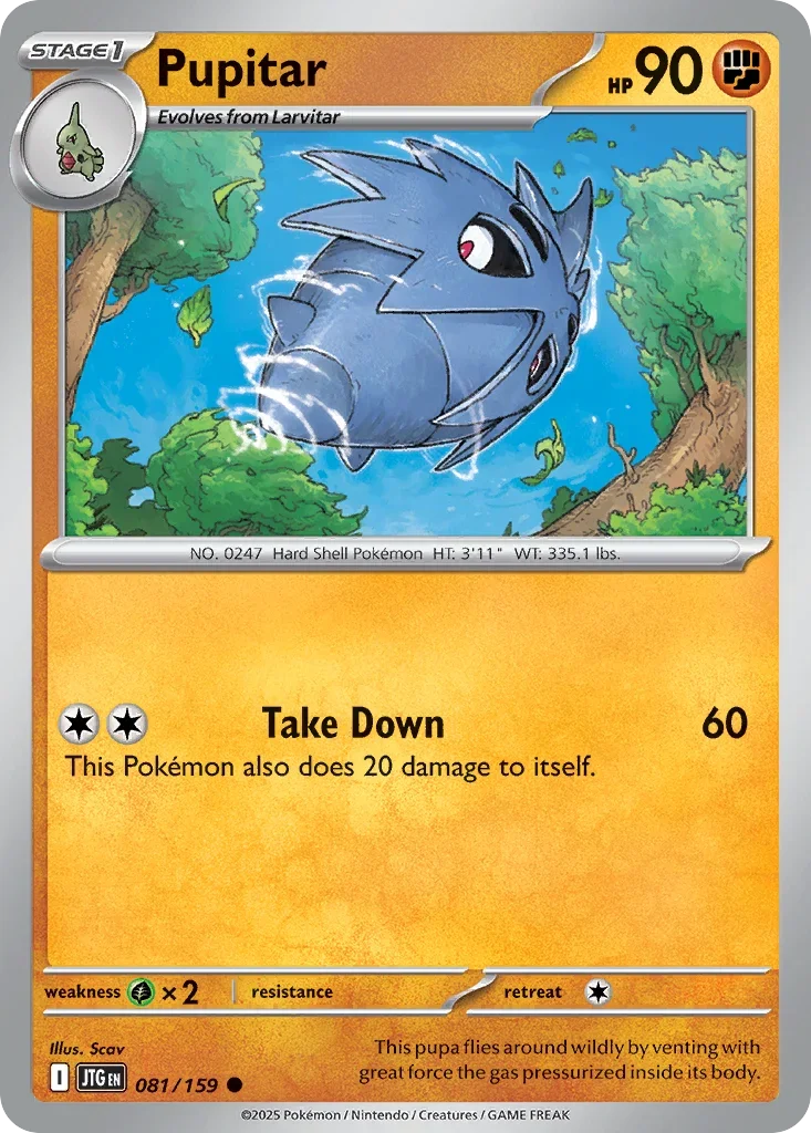 Pupitar 81 Pokémon card from JTG set