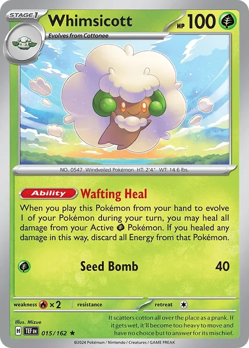 Whimsicott 15 Pokemon card from Temporal Forces set