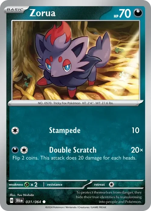 Zorua 31 Pokemon card from Shrouded Fable set