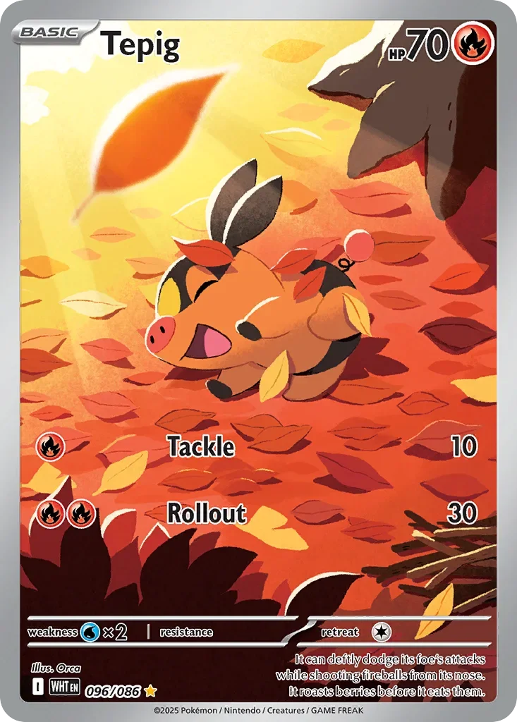 Tepig 96 Pokemon card from White Flare set