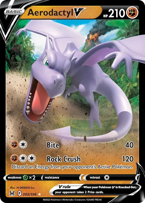Aerodactyl V 92 Pokemon card from Lost Origin set