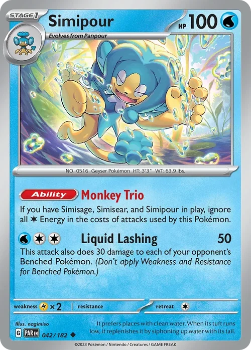 Simipour 42 Pokemon card from Paradox Rift set