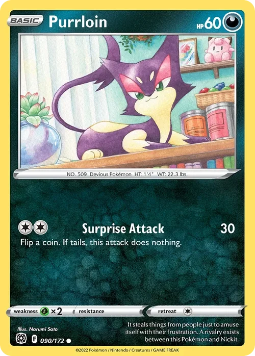 Purrloin 090 Pokemon card from Brilliant Stars set