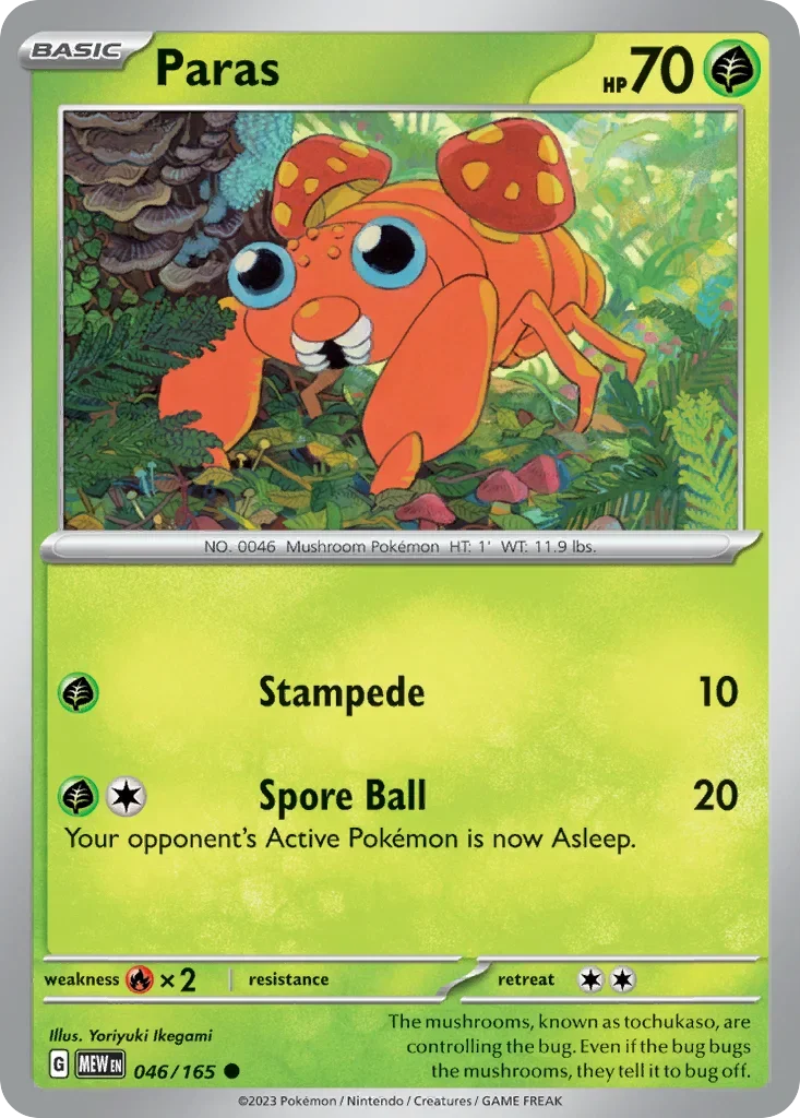 Paras 046 Pokémon card