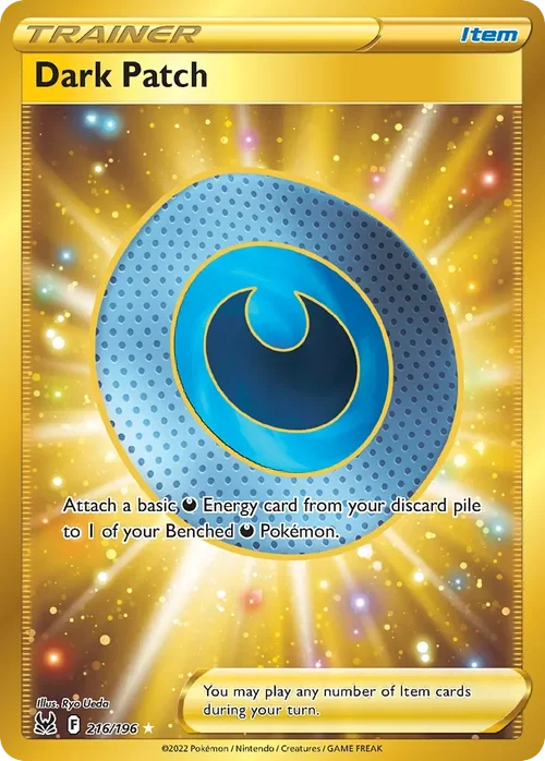 216/196 from Lost Origin Gold Secret Rare Trainer Card
