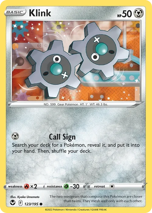 Klink 123 Pokemon card from Silver Tempest set