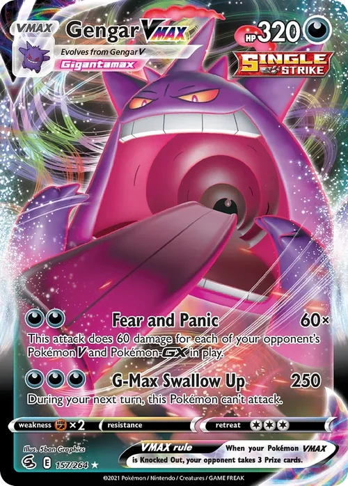 Gengar VMAX 157 Pokemon card from Fusion Strike set