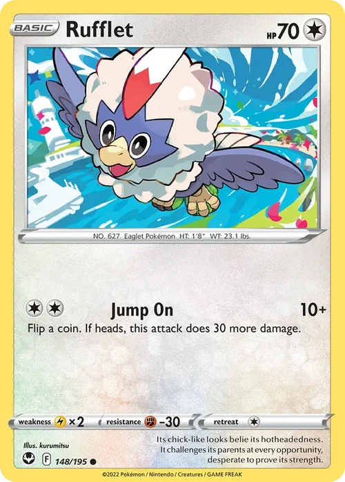 Rufflet 148 Pokemon card from Silver Tempest set