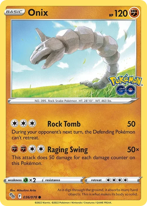 Onix 36 Pokemon card from Pokemon GO set