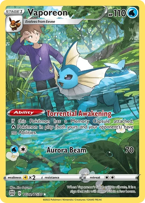 Vaporeon 002 Pokemon card from Brilliant Stars set
