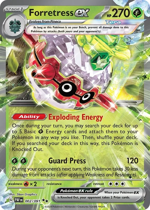 Forretress ex 2 Pokemon card from Paldean Fates set