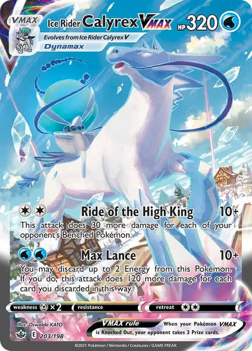 Ice Rider Calyrex VMAX 203 Pokemon card from Chilling Reign set