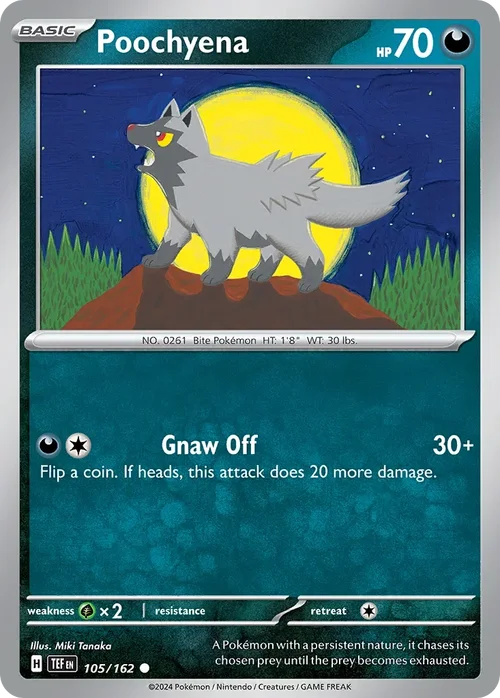Poochyena 105 Pokemon card from Temporal Forces set