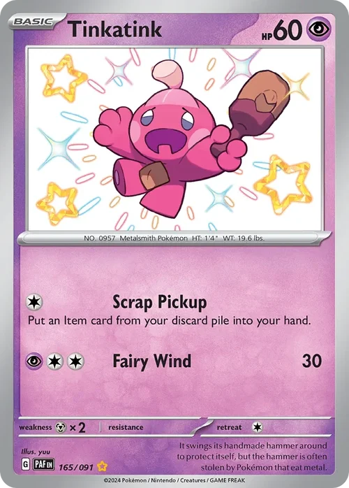 Tinkatink 165 Pokemon card from Paldean Fates set