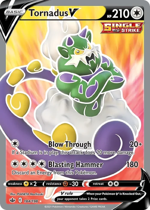 Tornadus V 184 Pokemon card from Chilling Reign set