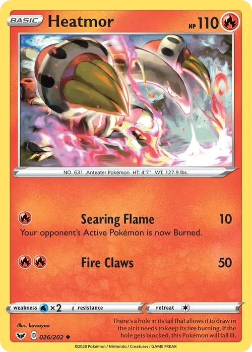 Heatmor 26 Pokemon card from Sword & Shield set