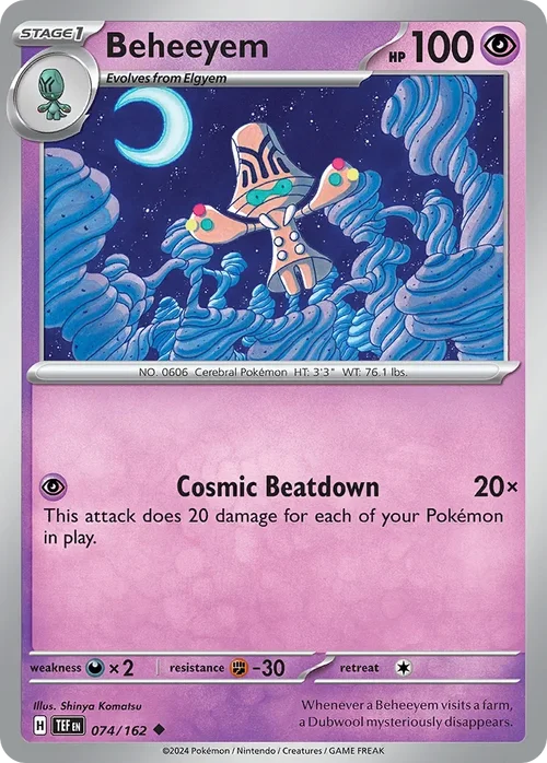 Beheeyem 74 Pokemon card from Temporal Forces set