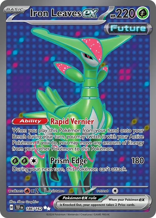 Iron Leaves ex 186 Pokemon card from Temporal Forces set