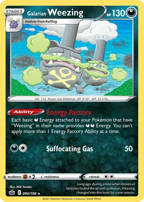 Galarian Weezing 96 Pokemon card from Chilling Reign set