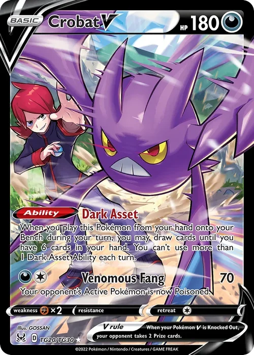 Crobat V TG20 Pokemon card from Lost Origin set