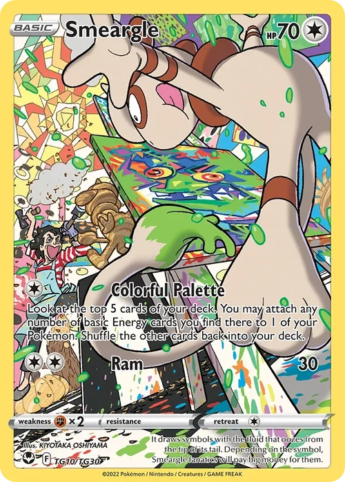 Smeargle TG10 Pokemon card from Silver Tempest set