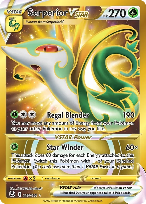 Serperior VSTAR 210 Pokemon card from Silver Tempest set