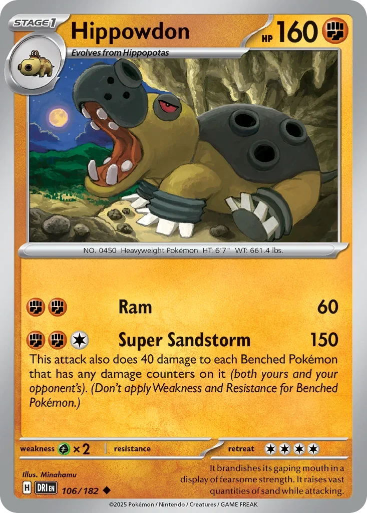 Hippowdon 106 Pokemon card from Destined Rivals set