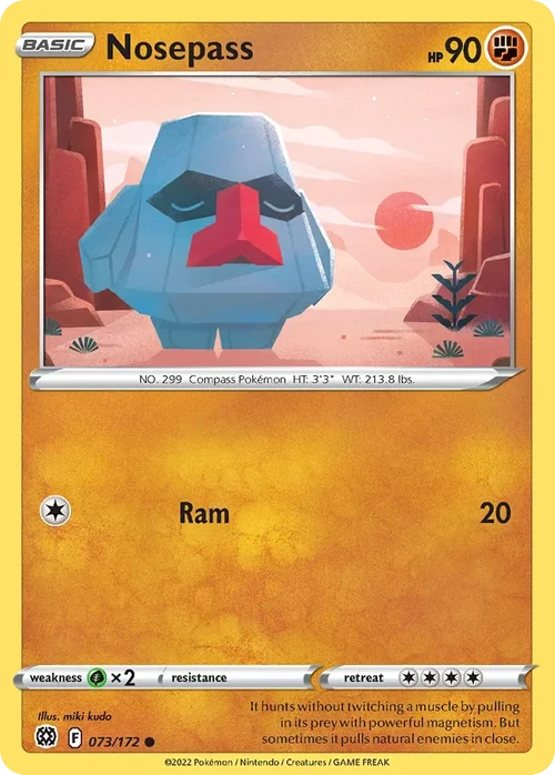 Nosepass 073 Pokemon card from Brilliant Stars set