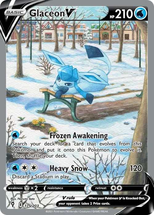Glaceon V 175 Pokemon card from Evolving Skies set