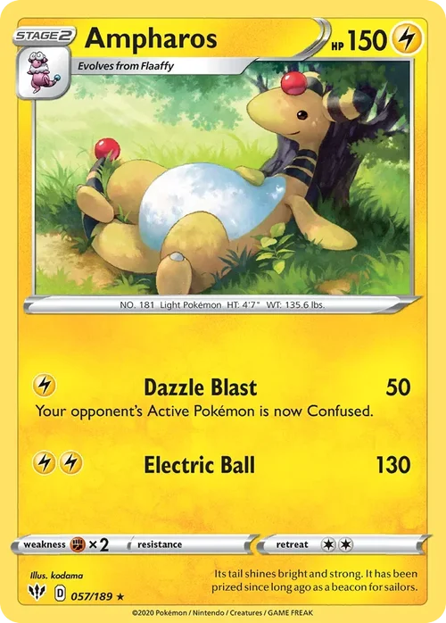 Ampharos 57 Pokemon card from Darkness Ablaze set