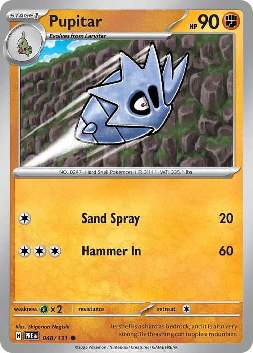 Pupitar 48 Pokemon card from Prismatic Evolutions set