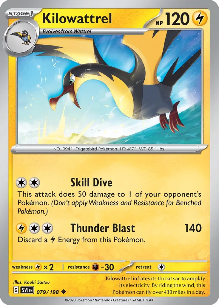 Kilowattrel 79 Pokemon card from Scarlet & Violet set