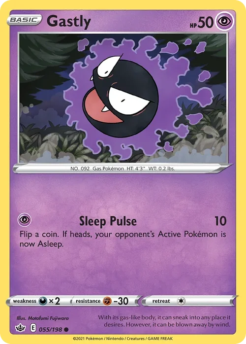 Gastly 55 Pokemon card from Chilling Reign set